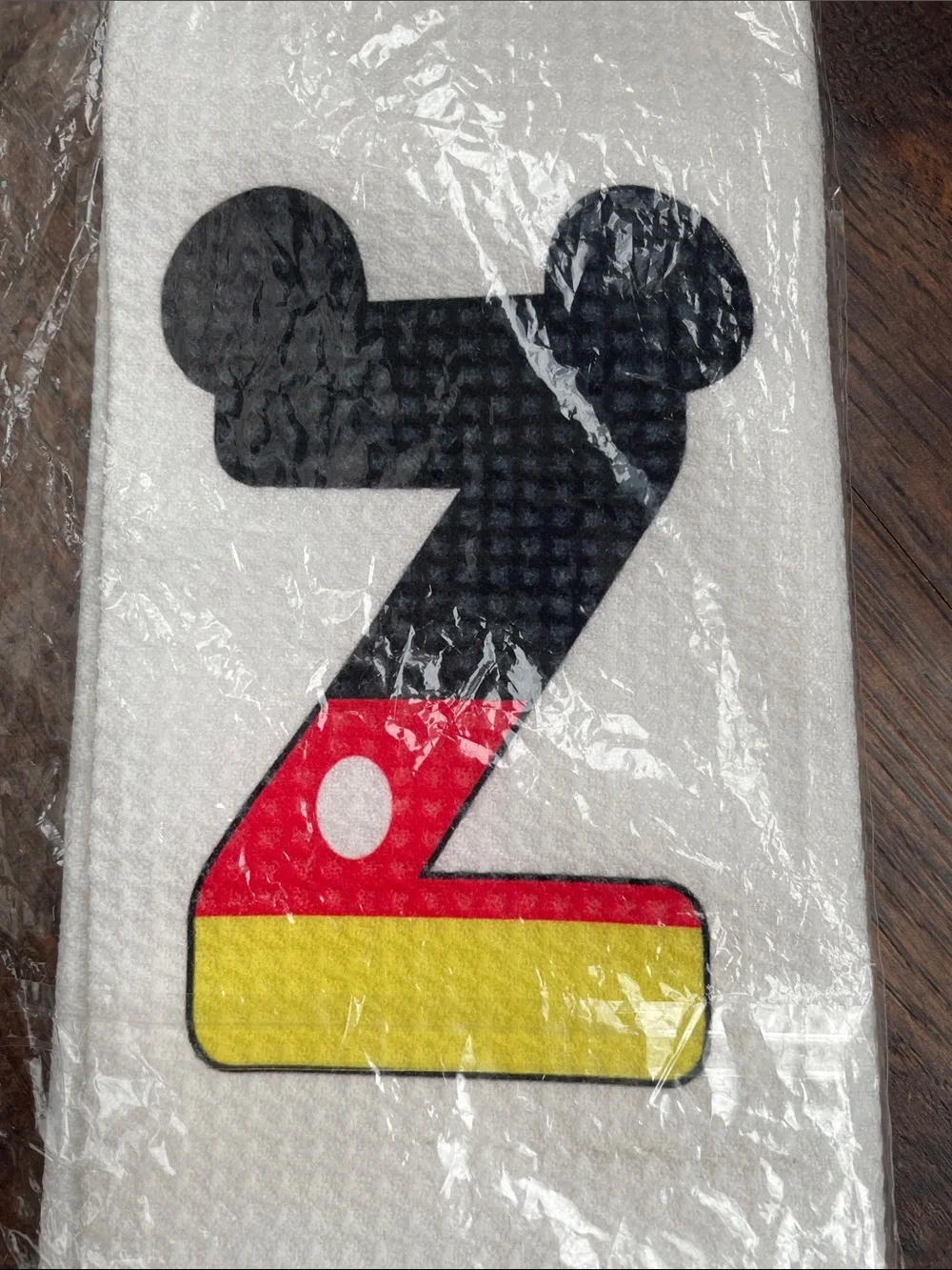White Alphabet 'Z' with Black, Red & Yellow Mickey Mouse Print Hand Towel